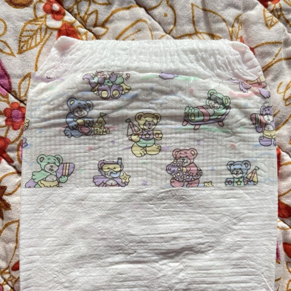 Vintage Huggies Size 3 Ultratrim 1993 USA Diapers Beach Teddy Bear Plastic Print